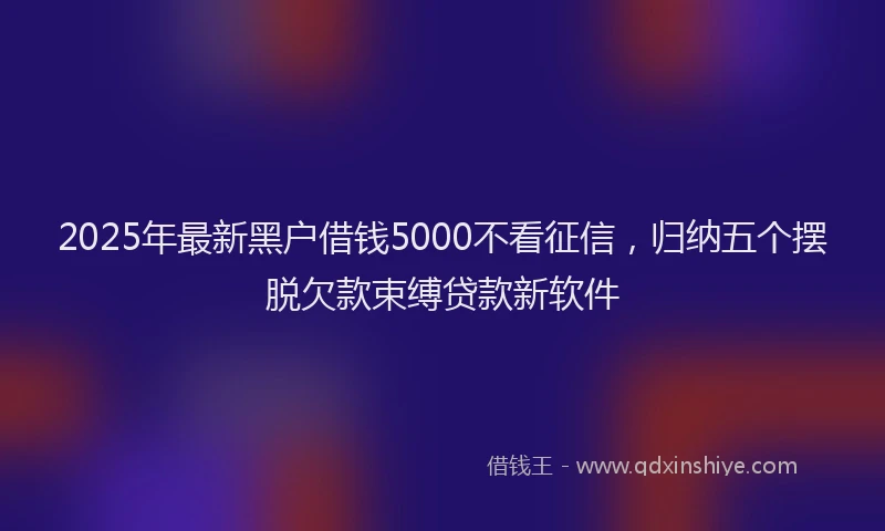 2025年最新黑户借钱5000不看征信，归纳五个摆脱欠款束缚贷款新软件