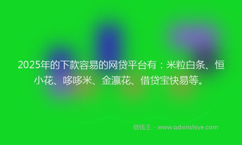 2025年的下款容易的网贷平台有：米粒白条、恒小花、哆哆米、金瀛花、借贷宝快易等。