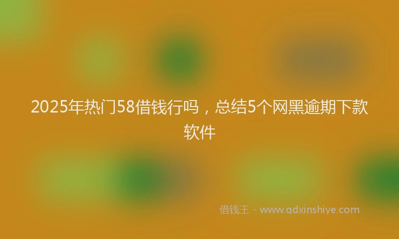 2025年热门58借钱行吗，总结5个网黑逾期下款软件
