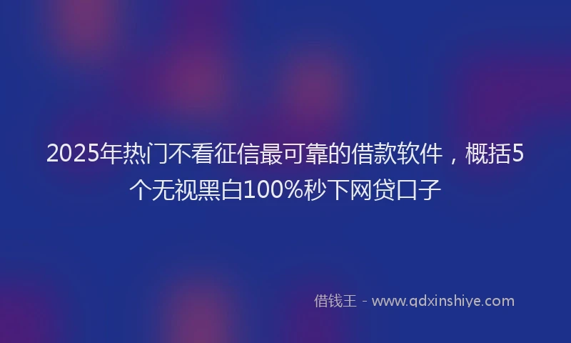 2025年热门不看征信最可靠的借款软件，概括5个无视黑白100%秒下网贷口子