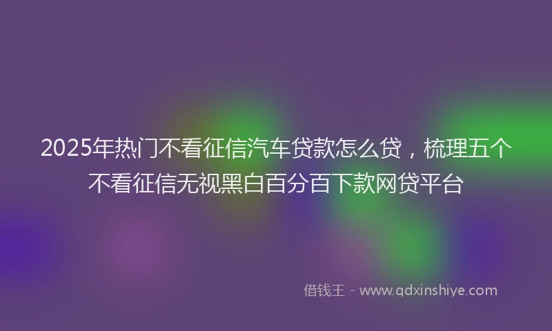 2025年热门不看征信汽车贷款怎么贷，梳理五个不看征信无视黑白百分百下款网贷平台