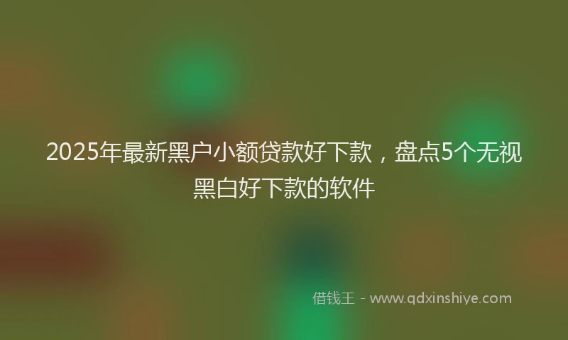 2025年最新黑户小额贷款好下款，盘点5个无视黑白好下款的软件