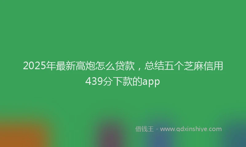 2025年最新高炮怎么贷款，总结五个芝麻信用439分下款的app