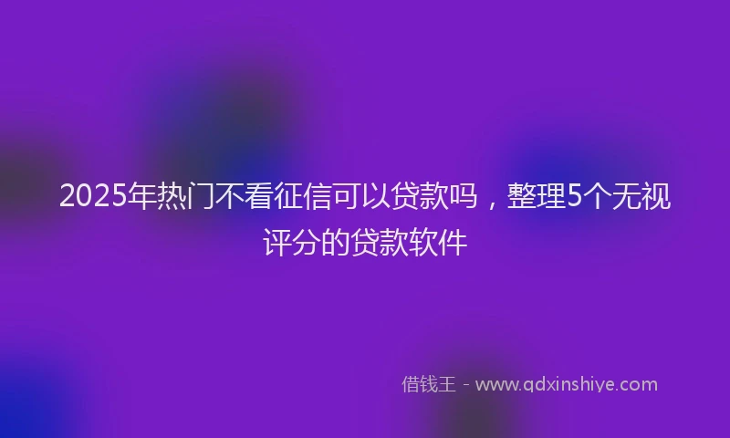 2025年热门不看征信可以贷款吗，整理5个无视评分的贷款软件