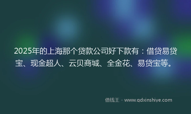 2025年的上海那个贷款公司好下款有：借贷易贷宝、现金超人、云贝商城、全金花、易贷宝等。