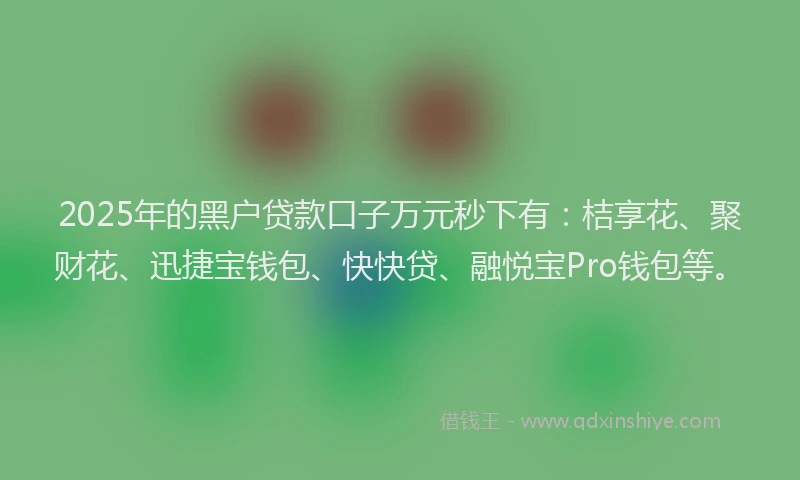 2025年的黑户贷款口子万元秒下有：桔享花、聚财花、迅捷宝钱包、快快贷、融悦宝Pro钱包等。
