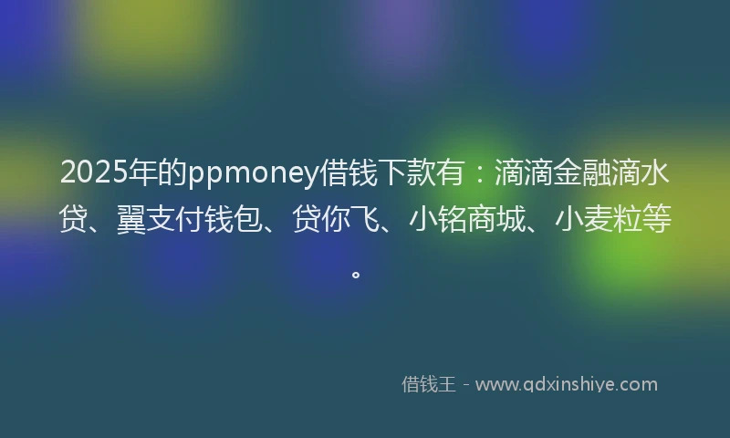 2025年的ppmoney借钱下款有：滴滴金融滴水贷、翼支付钱包、贷你飞、小铭商城、小麦粒等。