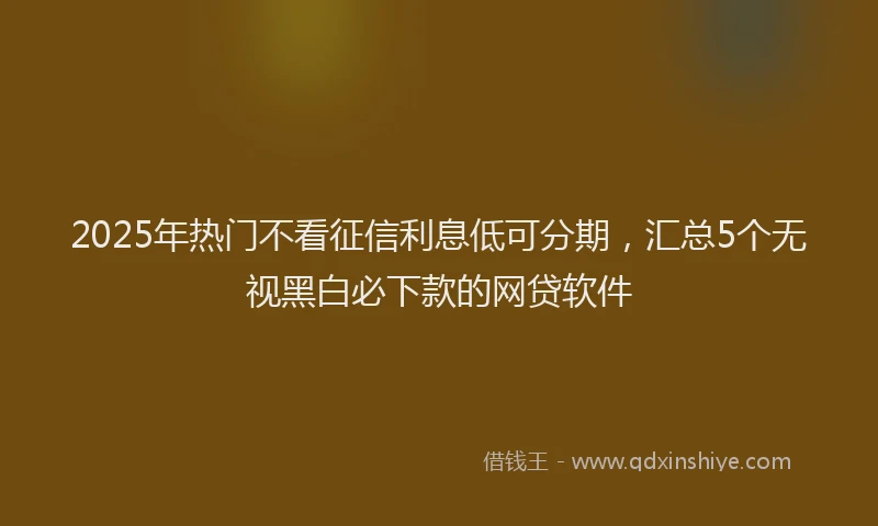 2025年热门不看征信利息低可分期，汇总5个无视黑白必下款的网贷软件