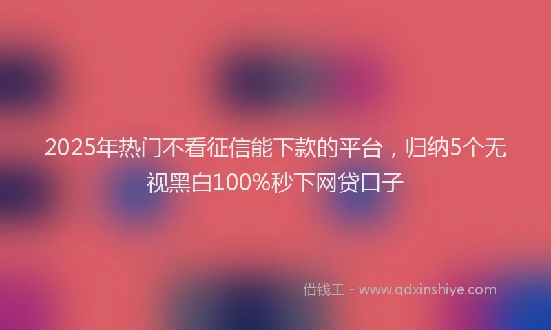 2025年热门不看征信能下款的平台，归纳5个无视黑白100%秒下网贷口子