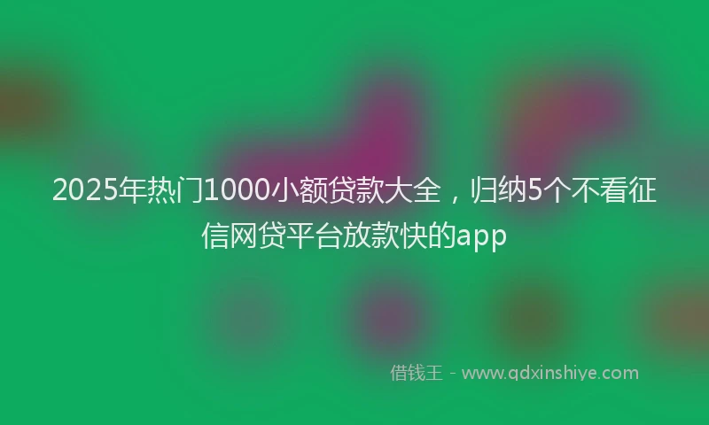 2025年热门1000小额贷款大全，归纳5个不看征信网贷平台放款快的app