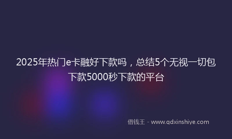 2025年热门e卡融好下款吗，总结5个无视一切包下款5000秒下款的平台