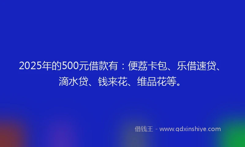 2025年的500元借款有：便荔卡包、乐借速贷、滴水贷、钱来花、维品花等。