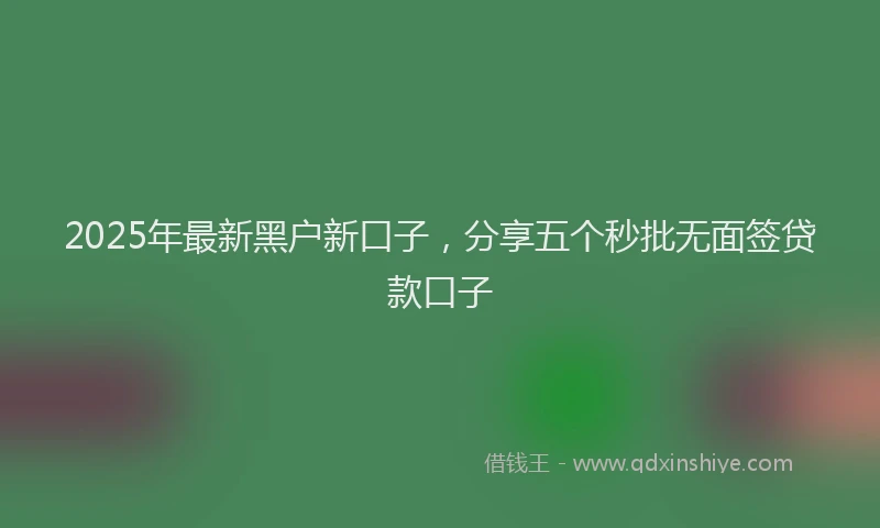 2025年最新黑户新口子，分享五个秒批无面签贷款口子