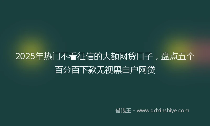2025年热门不看征信的大额网贷口子，盘点五个百分百下款无视黑白户网贷