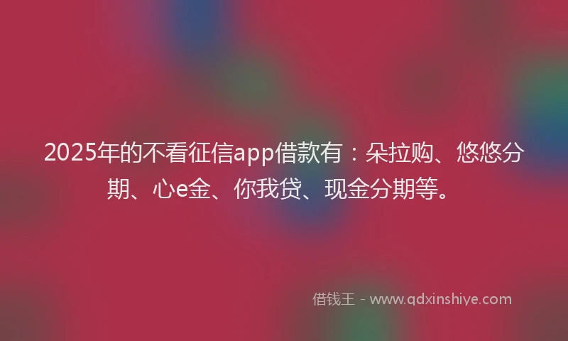 2025年的不看征信app借款有:朵拉购、悠悠分期、心e金、你我贷、现金分期等。