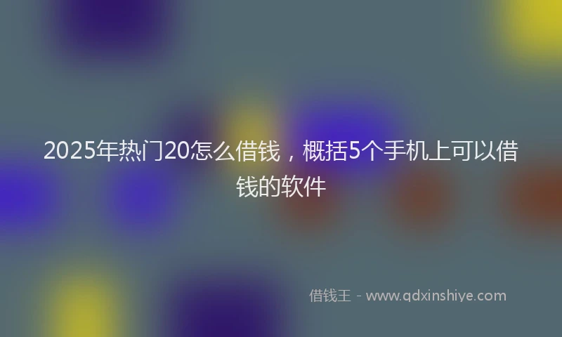 2025年热门20怎么借钱，概括5个手机上可以借钱的软件