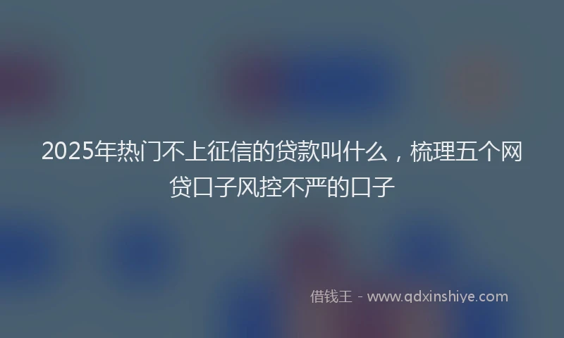 2025年热门不上征信的贷款叫什么,梳理五个网贷口子风控不严的口子