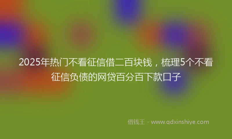 2025年热门不看征信借二百块钱，梳理5个不看征信负债的网贷百分百下款口子