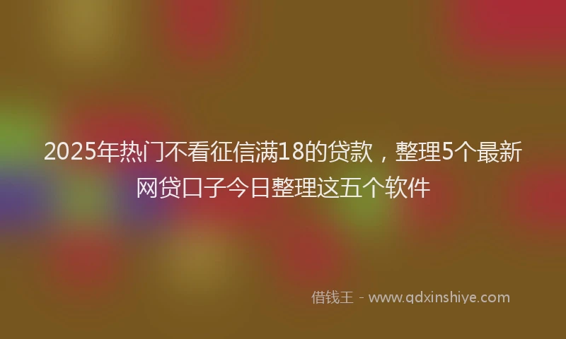 2025年热门不看征信满18的贷款，整理5个最新网贷口子今日整理这五个软件