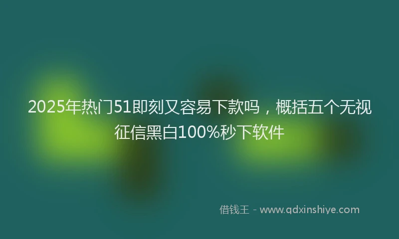 2025年热门51即刻又容易下款吗，概括五个无视征信黑白100%秒下软件