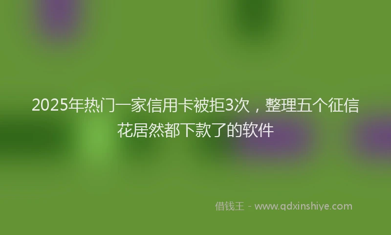2025年热门一家信用卡被拒3次，整理五个征信花居然都下款了的软件