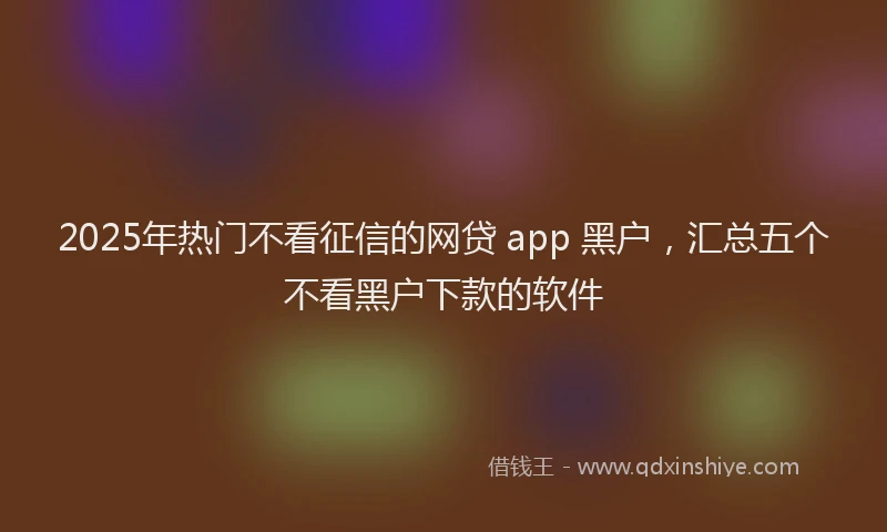 2025年热门不看征信的网贷 app 黑户，汇总五个不看黑户下款的软件