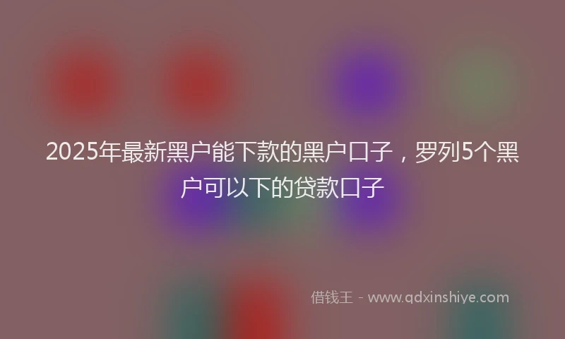 2025年最新黑户能下款的黑户口子，罗列5个黑户可以下的贷款口子