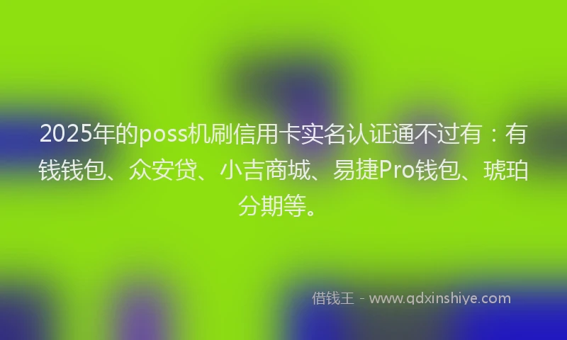 2025年的poss机刷信用卡实名认证通不过有：有钱钱包、众安贷、小吉商城、易捷Pro钱包、琥珀分期等。