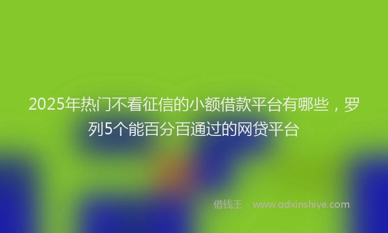 2025年热门不看征信的小额借款平台有哪些，罗列5个能百分百通过的网贷平台