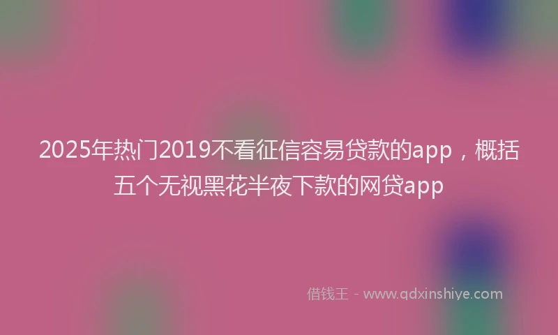 2025年热门2019不看征信容易贷款的app，概括五个无视黑花半夜下款的网贷app