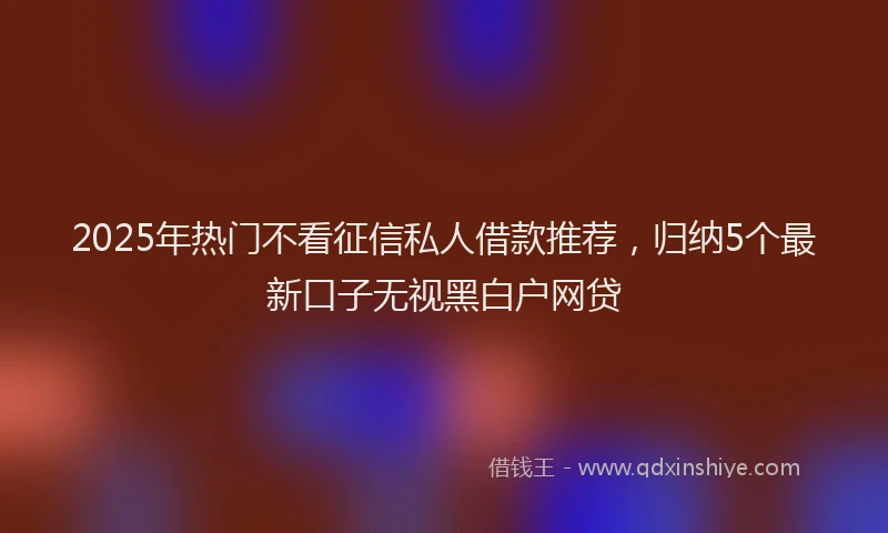 2025年热门不看征信私人借款推荐，归纳5个最新口子无视黑白户网贷