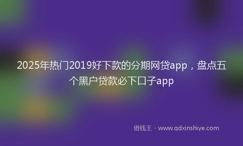 2025年热门2019好下款的分期网贷app，盘点五个黑户贷款必下口子app