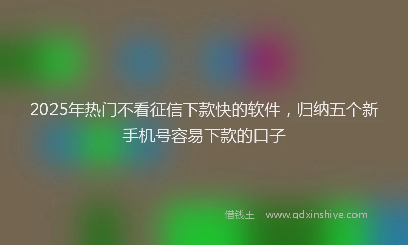 2025年热门不看征信下款快的软件，归纳五个新手机号容易下款的口子