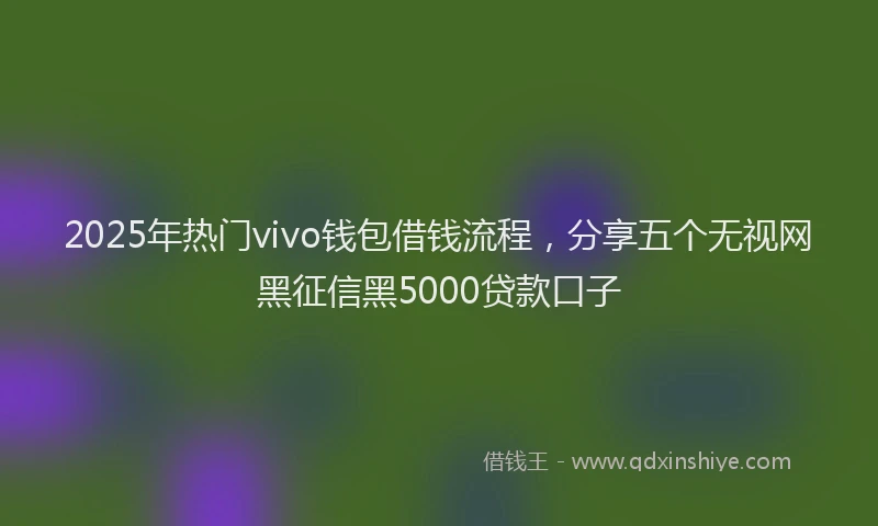 2025年热门vivo钱包借钱流程，分享五个无视网黑征信黑5000贷款口子
