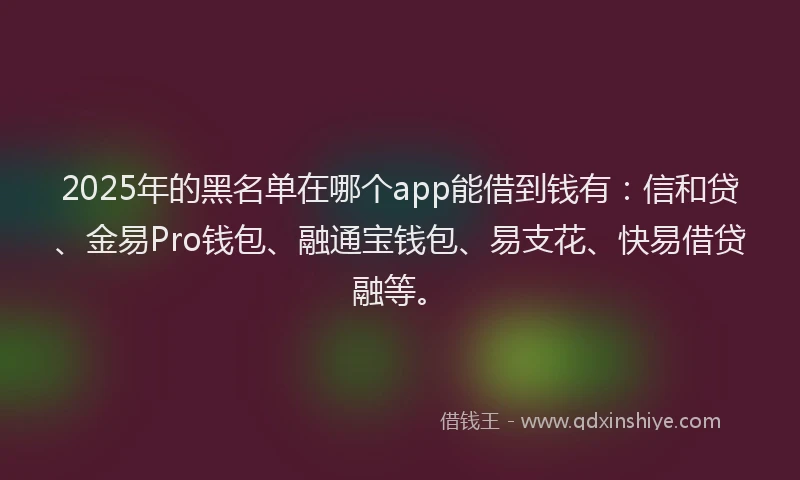 2025年的黑名单在哪个app能借到钱有：信和贷、金易Pro钱包、融通宝钱包、易支花、快易借贷融等。