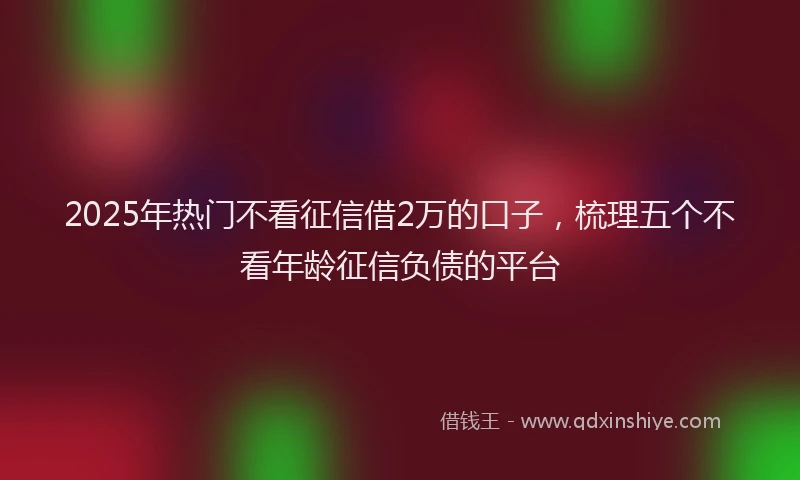 2025年热门不看征信借2万的口子，梳理五个不看年龄征信负债的平台