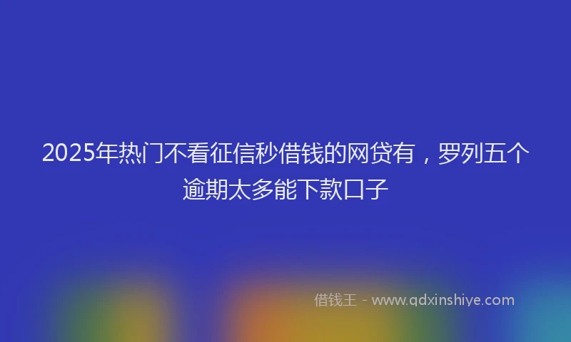 2025年热门不看征信秒借钱的网贷有，罗列五个逾期太多能下款口子