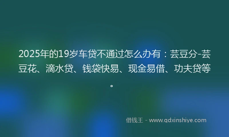 2025年的19岁车贷不通过怎么办有：芸豆分-芸豆花、滴水贷、钱袋快易、现金易借、功夫贷等。