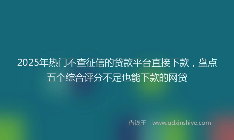 2025年热门不查征信的贷款平台直接下款，盘点五个综合评分不足也能下款的网贷
