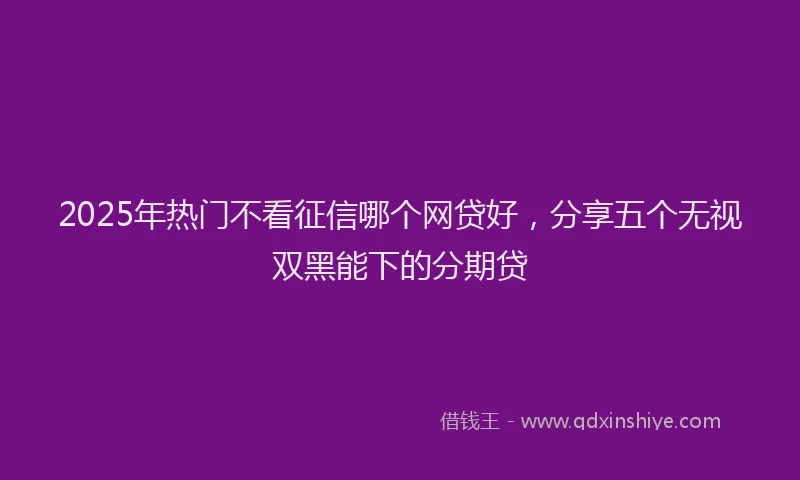 2025年热门不看征信哪个网贷好，分享五个无视双黑能下的分期贷