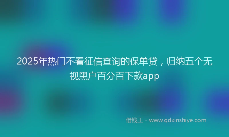 2025年热门不看征信查询的保单贷，归纳五个无视黑户百分百下款app