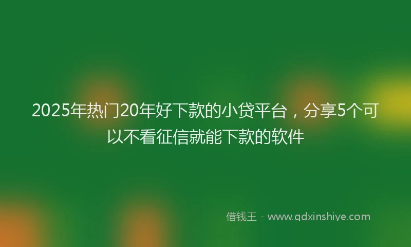 2025年热门20年好下款的小贷平台，分享5个可以不看征信就能下款的软件