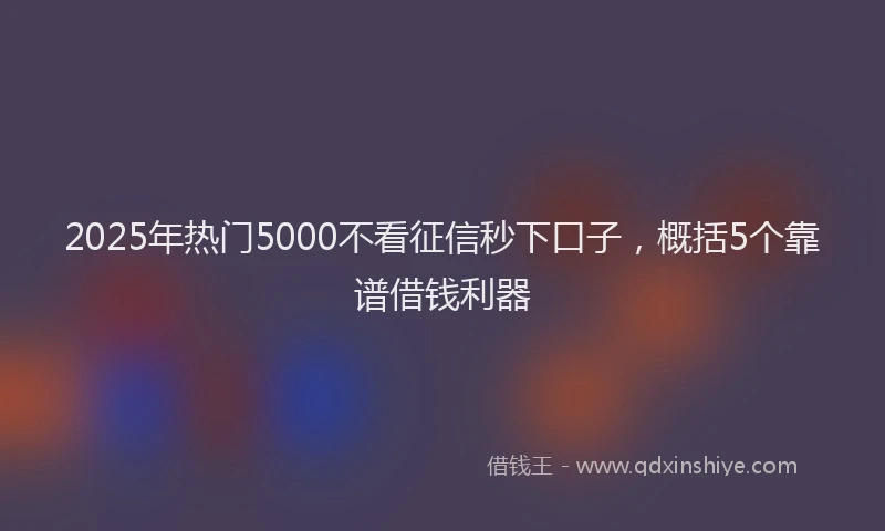 2025年热门5000不看征信秒下口子，概括5个靠谱借钱利器