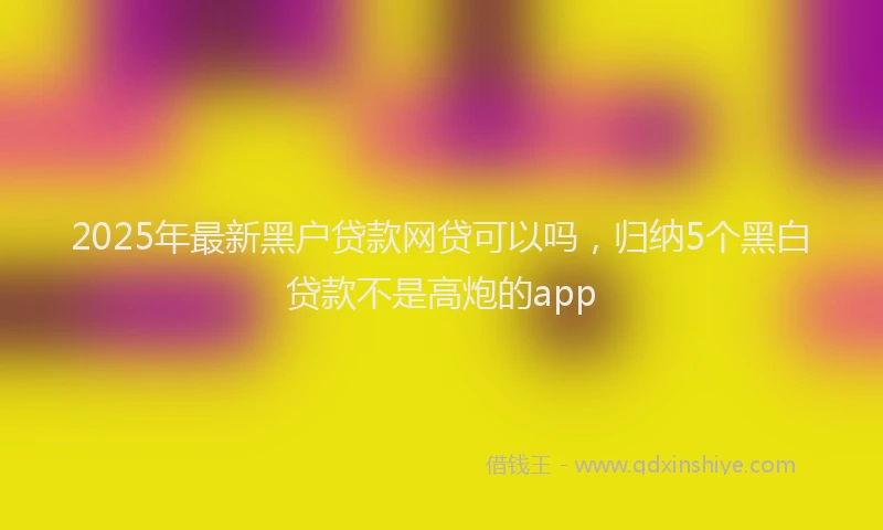 2025年最新黑户贷款网贷可以吗，归纳5个黑白贷款不是高炮的app