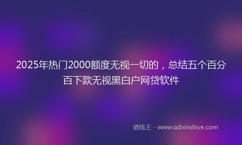 2025年热门2000额度无视一切的，总结五个百分百下款无视黑白户网贷软件