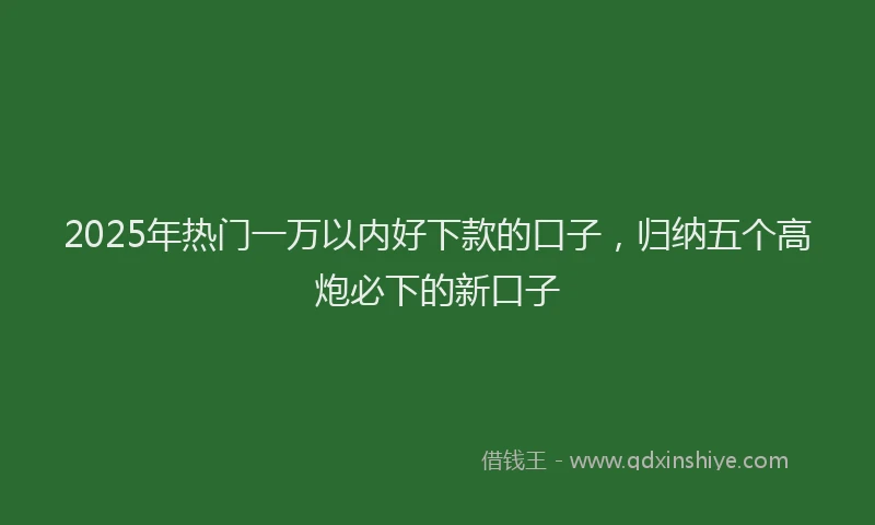 2025年热门一万以内好下款的口子，归纳五个高炮必下的新口子