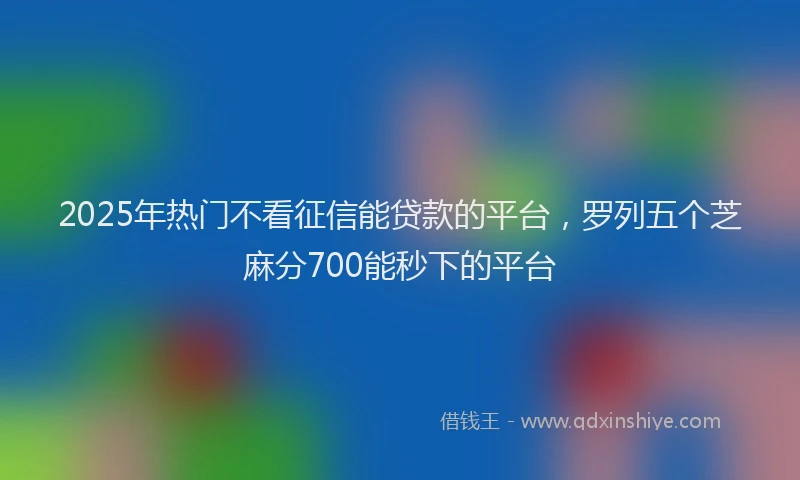 2025年热门不看征信能贷款的平台，罗列五个芝麻分700能秒下的平台