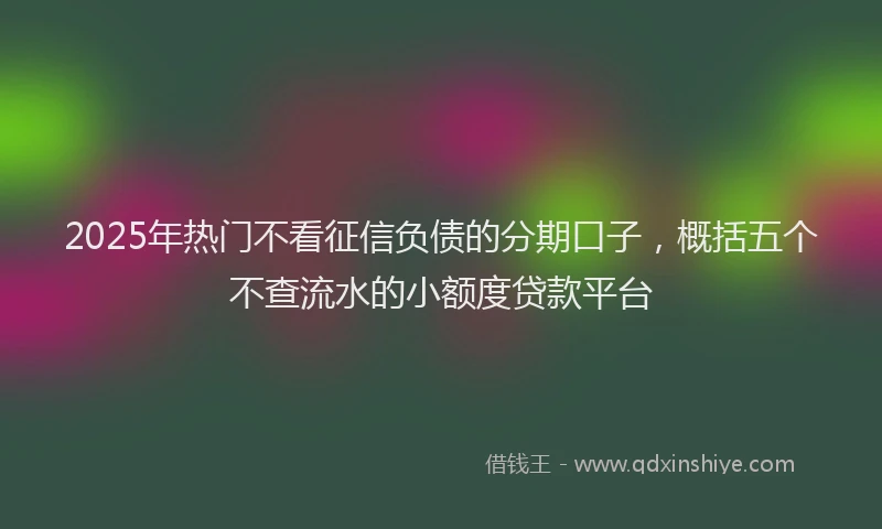 2025年热门不看征信负债的分期口子，概括五个不查流水的小额度贷款平台