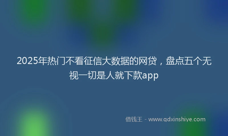 2025年热门不看征信大数据的网贷，盘点五个无视一切是人就下款app