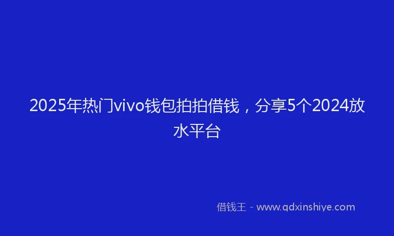 2025年热门vivo钱包拍拍借钱，分享5个2024放水平台